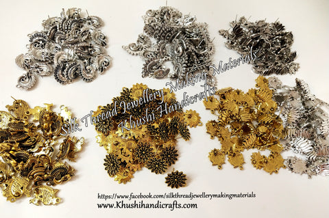 Assorted Metal studs- 500 grams -Gold / Silver for Jewellery Making