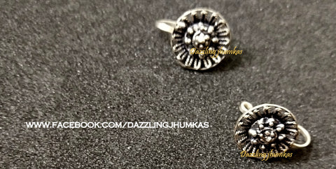 German Silver Oxidised Circular Nose pins/ring