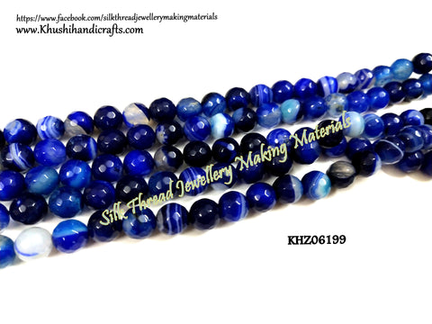 Natural Faceted Round  Shaded Agates - 8mm - Gemstone Beads - KHZ06199