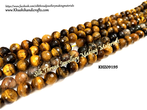 Tiger Eye Beads-Natural Faceted Round Shaded Agates - 8mm - Gemstone Beads - KHZ09195