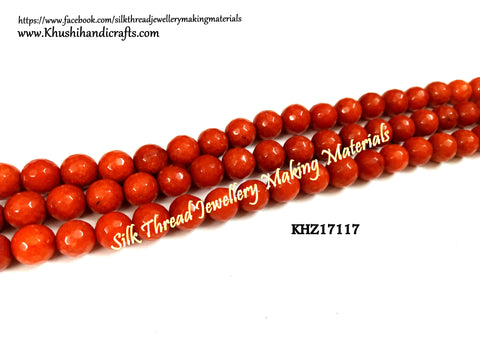 Natural Faceted Round Orange Agates - 8mm - Gemstone Beads - KHZ17117