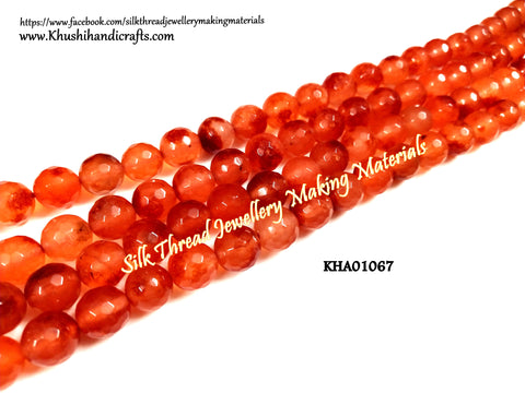 Natural Faceted Round Shaded Orange Agates - 10 mm - Gemstone Beads - KHA01067