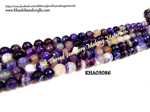 Natural Faceted Round Shaded purple Agates - 10 mm - Gemstone Beads - KHA03086