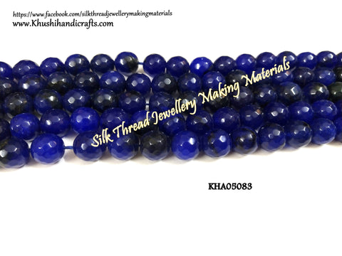 Natural Faceted Round Shaded Blue Agates - 10 mm - Gemstone Beads - KHA05083