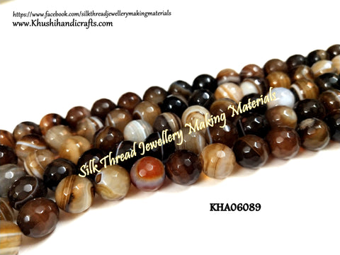 Natural Faceted Round Shaded Brown Agates - 10 mm - Gemstone Beads - KHA06089