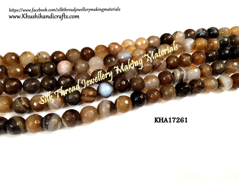 Natural Faceted Round Agates - 10mm - Gemstone Beads - KHA17261