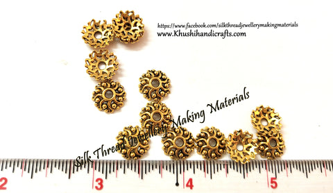 Antique Gold Flower Bead Cap- 10mm -BC36