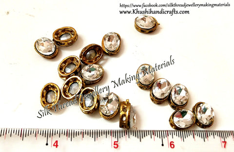 Framed Oval Kundan stones /Kundans for Embroidery and Traditional Jewellery
