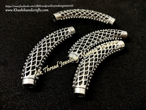 Antique Silver Tibetan Style Designer Hollow Bent Pipes/Tubes.Sold per piece! P011_2