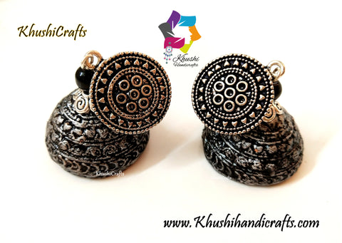 Clay Jhumkas with a Silver mettalic look!