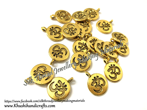 Om Symbol Charms in Antique Gold for Necklace pendants, Bracelet Jewellery Making .Sold per piece!