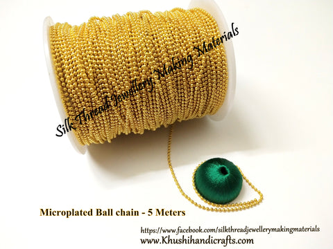 Microplated Gold Ball Chain for Jewellery making (Pack of 5 meters)