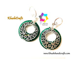 Blue Green Chandbali Silk thread earrings with filigree metal dangler!
