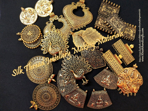 Assorted Antique Gold Pendants for Jewellery Making - 500 grams