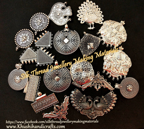 Assorted Antique Silver Pendants for Jewellery Making - 500 grams