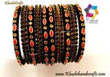 Black Silk thread Kundan Bangles 