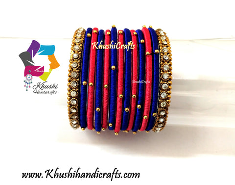 Red and Blue Silk Thread Bangles