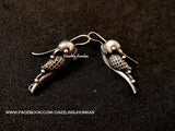 Oxidised german silver parrot peacock earrings