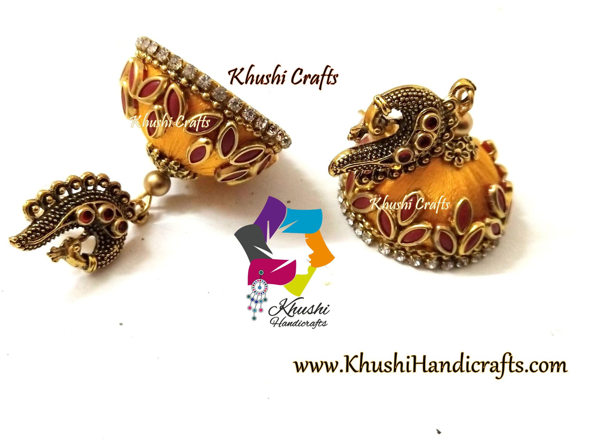 Silk thread Jhumka decorated with unique stud and Rhinestones | Silk thread  earrings designs, Silk thread earrings, Thread bangles design
