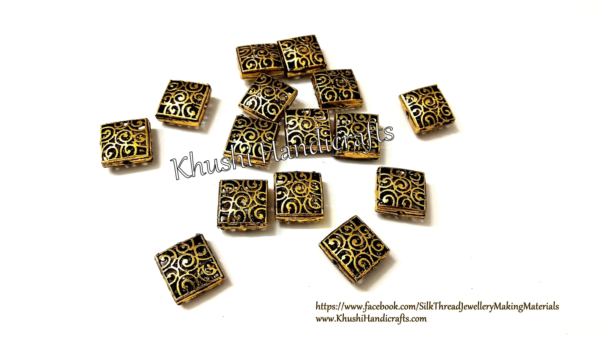 Antique Gold Square metal spacers Beads.Sold as a set of 10 pieces!