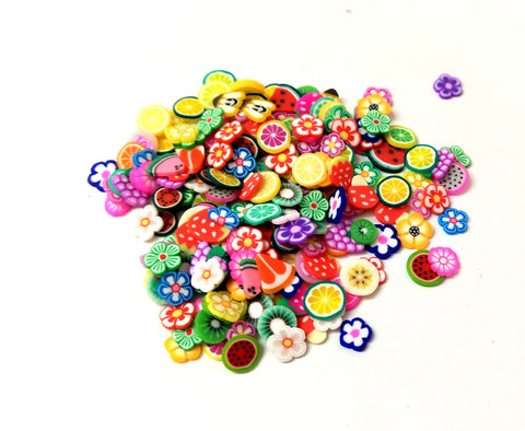20g Polymer clay cane -Fruits and Flowers cane pieces For Shaker charms ,Resin Crafts ,Jewelry Mold Filling and Nail art
