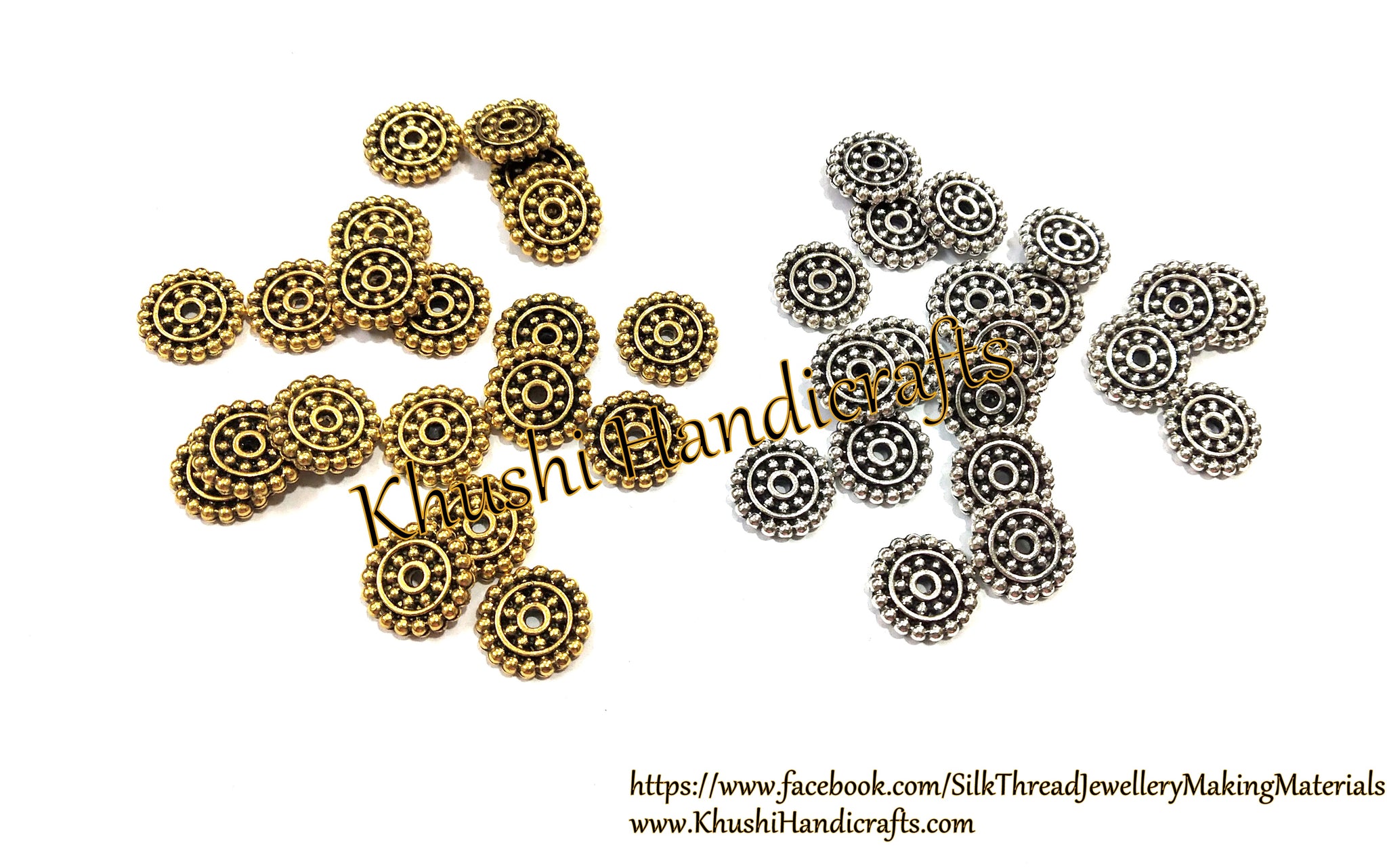 40 pieces Antique Gold  silver 12mm Metal Designer spacer Beads