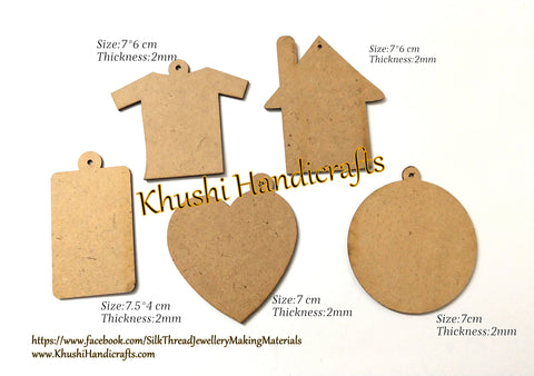 Keychain MDF cut out bases for Resin,Epoxy resin and Decoupage.Combo of 5 pieces!