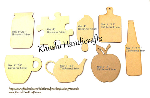 Fridge Magnet MDF cut out bases for Resin,Epoxy resin and Decoupage.Combo of 8 pieces!
