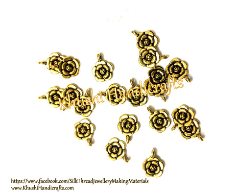 Antique Gold Flower Rose charms.Pack of 20 pieces!