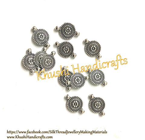Antique Silver Round Earring Connector / Connectors charms. Pack of 15 pieces!