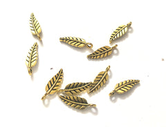Antique Gold Leaf spacer charms Pattern 2.Sold as a set of 10 pieces!