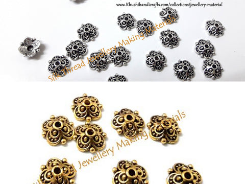 Antique Gold/ Silver  Flower pattern Bead Cap used in Jewelry making! -BC4