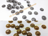 Antique Gold / Silver Bead Cap 12mm Pattern 2 -BC24 - Khushi Handmade Jewellery