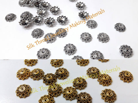 Antique Gold / Silver Bead Cap 12mm Pattern 2 -BC24