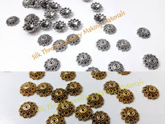 BronaGrand 200pcs 8mm/10mm/12mm Bead Caps Spacer Beads Flower Bead  Caps Jewelry DIY Findings for Necklace Bracelet Making,Antique Gold