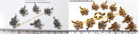 Antique Gold /Silver Flower charms/Spacers.Sold as a set of 20 pieces!
