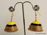 Gold black yellow-multicolored Jhumkas! - Khushi Handmade Jewellery