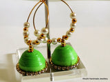 Green Jhumkas! - Khushi Handmade Jewellery
