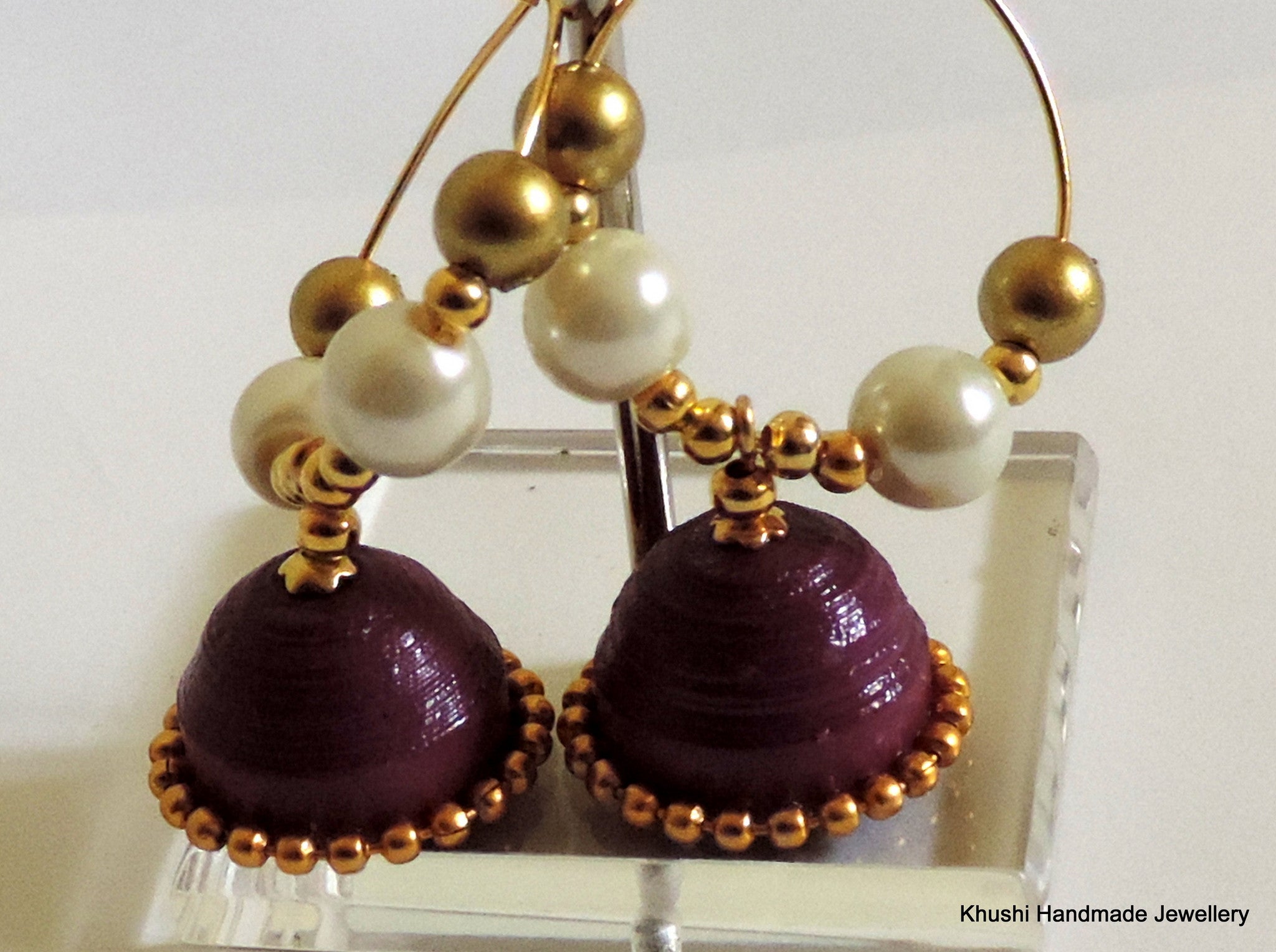 Purple Jhumkas! - Khushi Handmade Jewellery