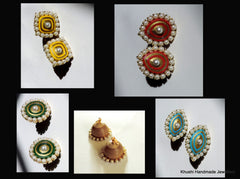 Interchangeable Pearl edged Jhumkas - Khushi Handmade Jewellery
