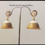 White gold jhumka with stud! - Khushi Handmade Jewellery