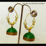 Green Jhumka 1 - Khushi Handmade Jewellery