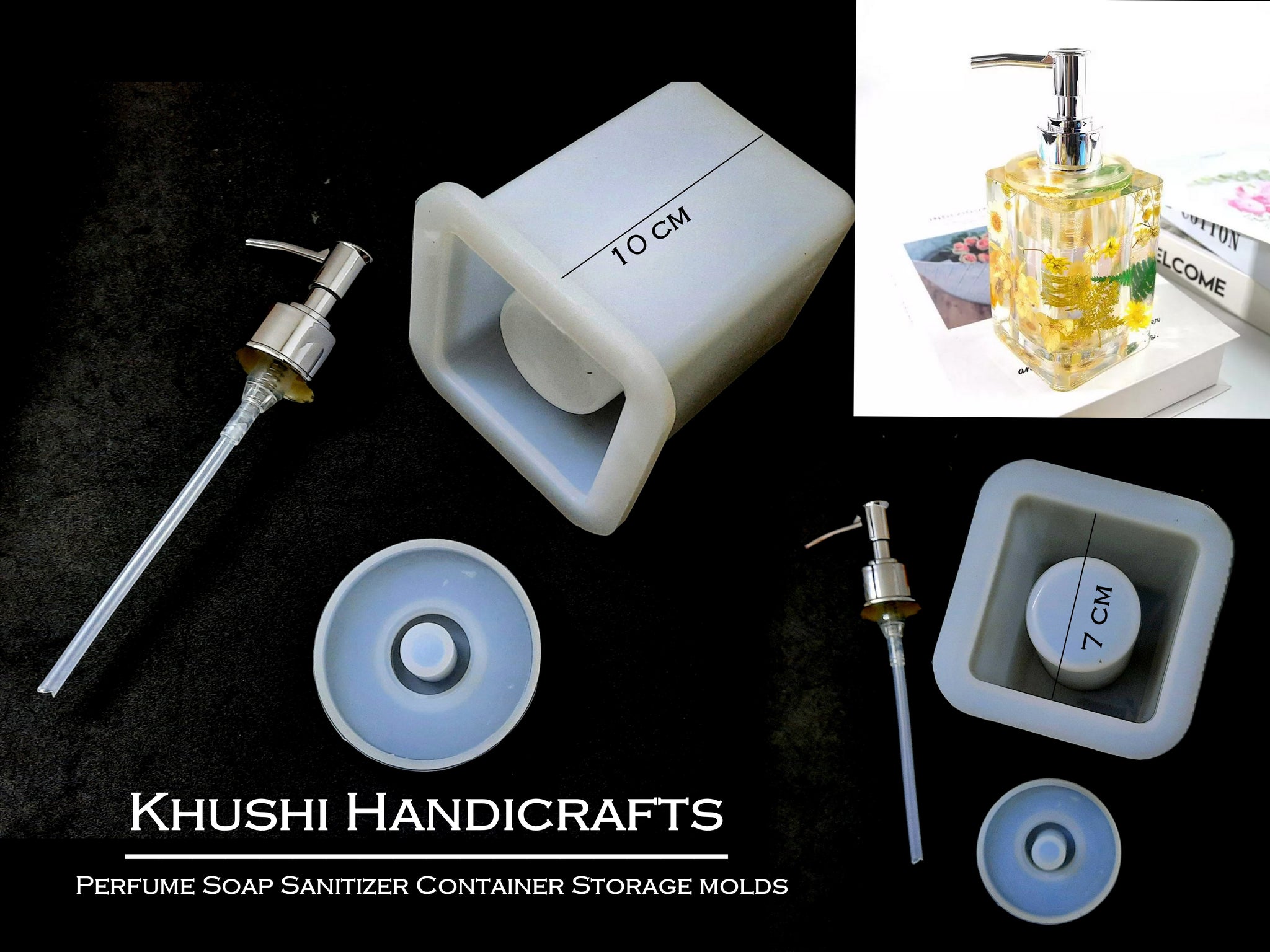 Soap Perfume Sanitizer dispenser Mold, Silicone Mould for Casting with Resin, Epoxy and Concrete