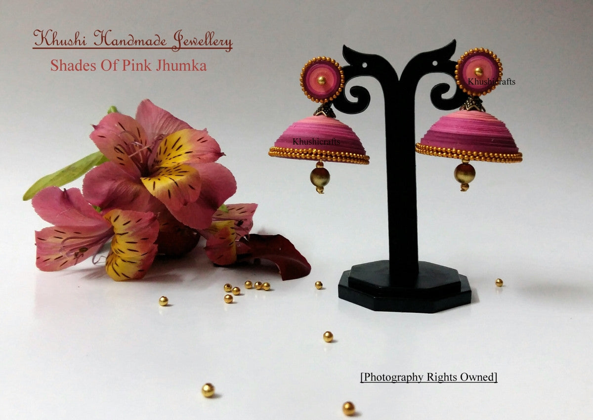 Shades Of Pink Jhumka - Khushi Handmade Jewellery