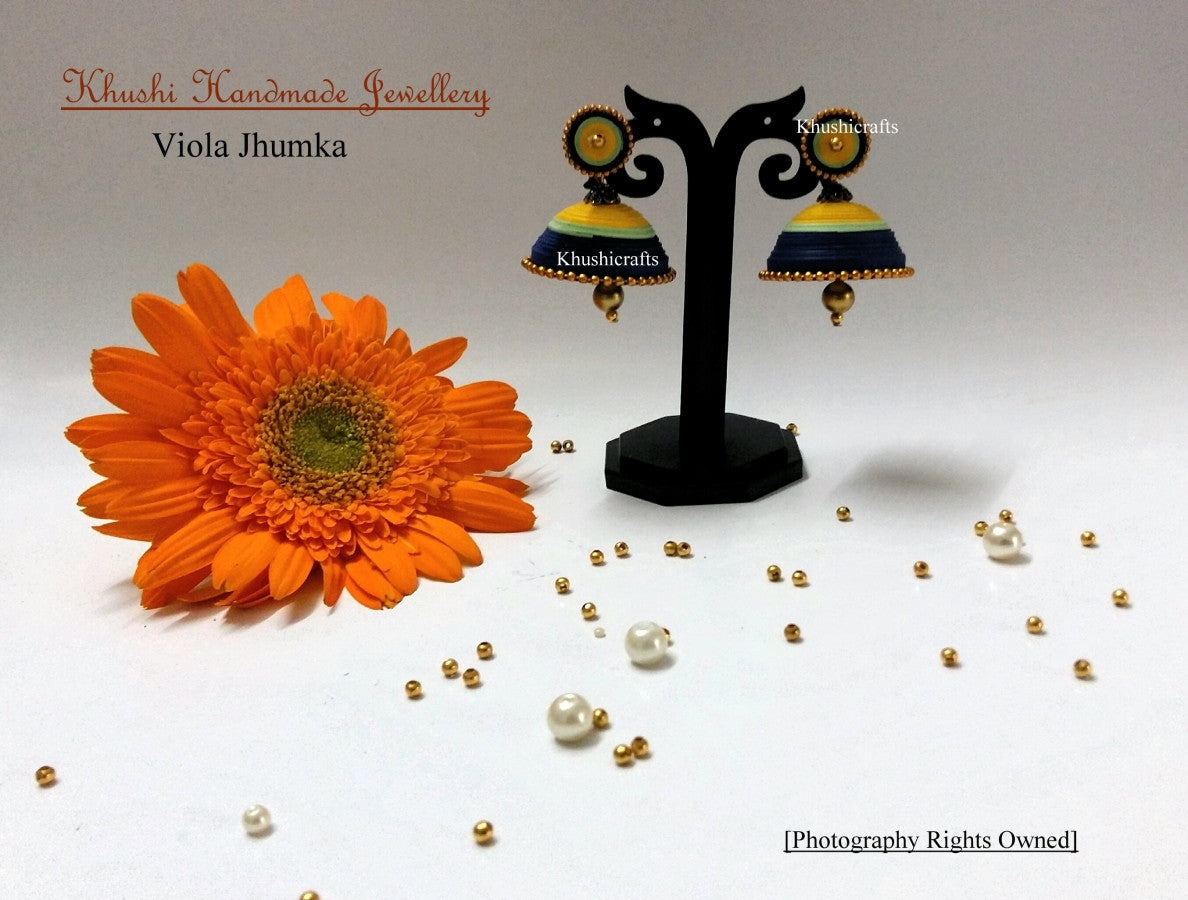 Viola Quilled Jhumka - Khushi Handmade Jewellery