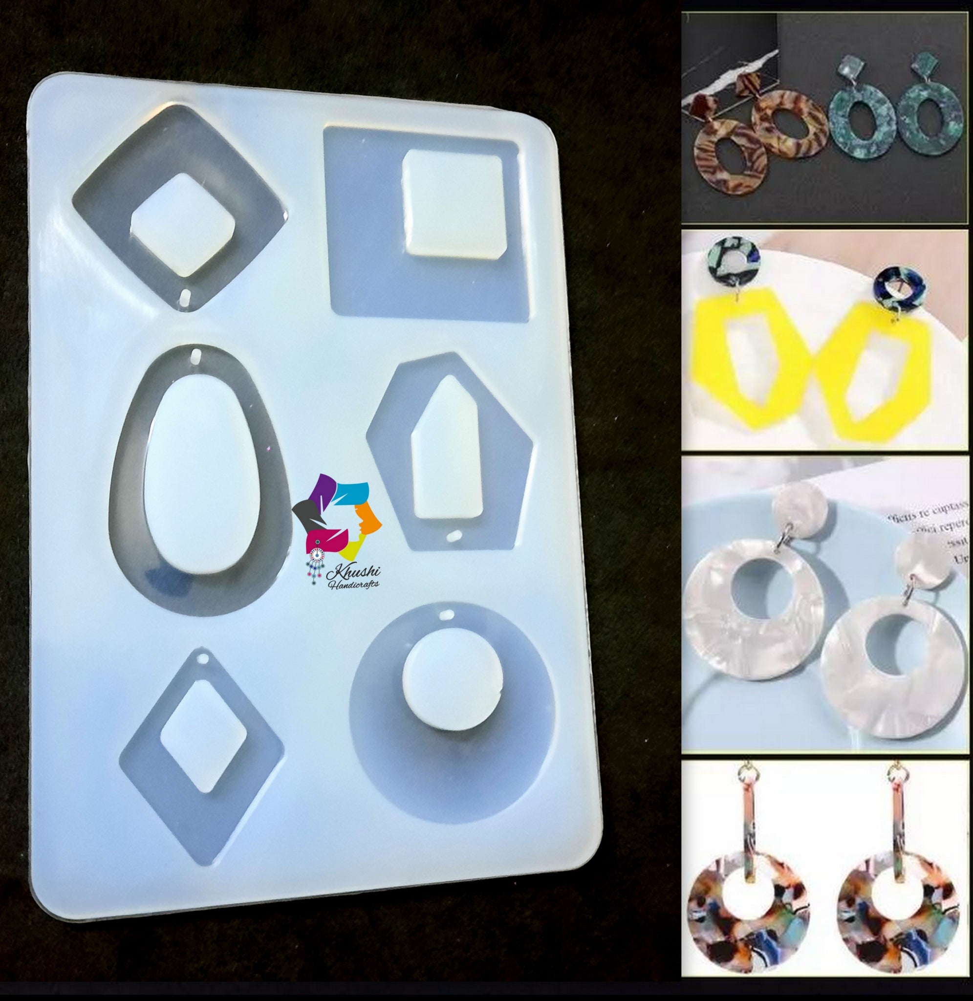 Designer Earring ,Pendant Geometrical pattern 1 Mould Silicone Mold for casting UV Resin,Epoxy resin