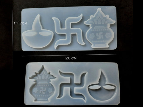 Kalash Swastik Diya mould Silicone Mold For Resin and Cement Crafts -Festive collection Molds