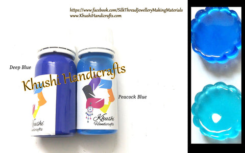 Translucent Colouring Pigments for Resin Crafts and Jewellery Mold Filling in Peacock Blue and Deep Blue