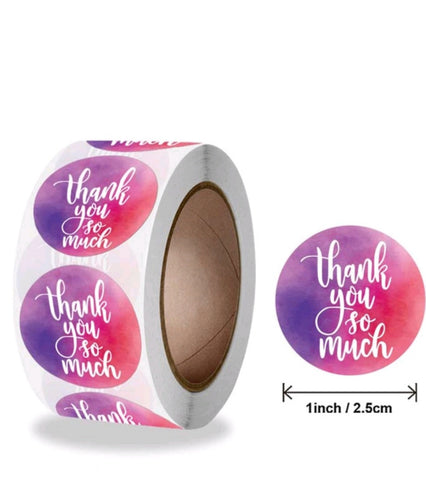 1 Inch Thank you so much Stickers Roll