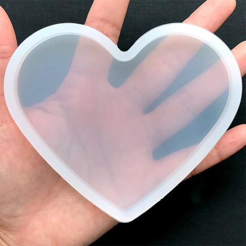 Heart Resin Coaster Molds (2 pieces) Pattern 2, Silicone Mould for Casting with Resin, Epoxy and Concrete